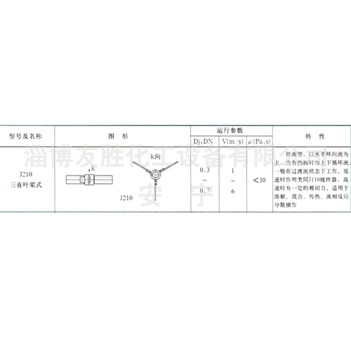 J210三直叶桨式搅拌器